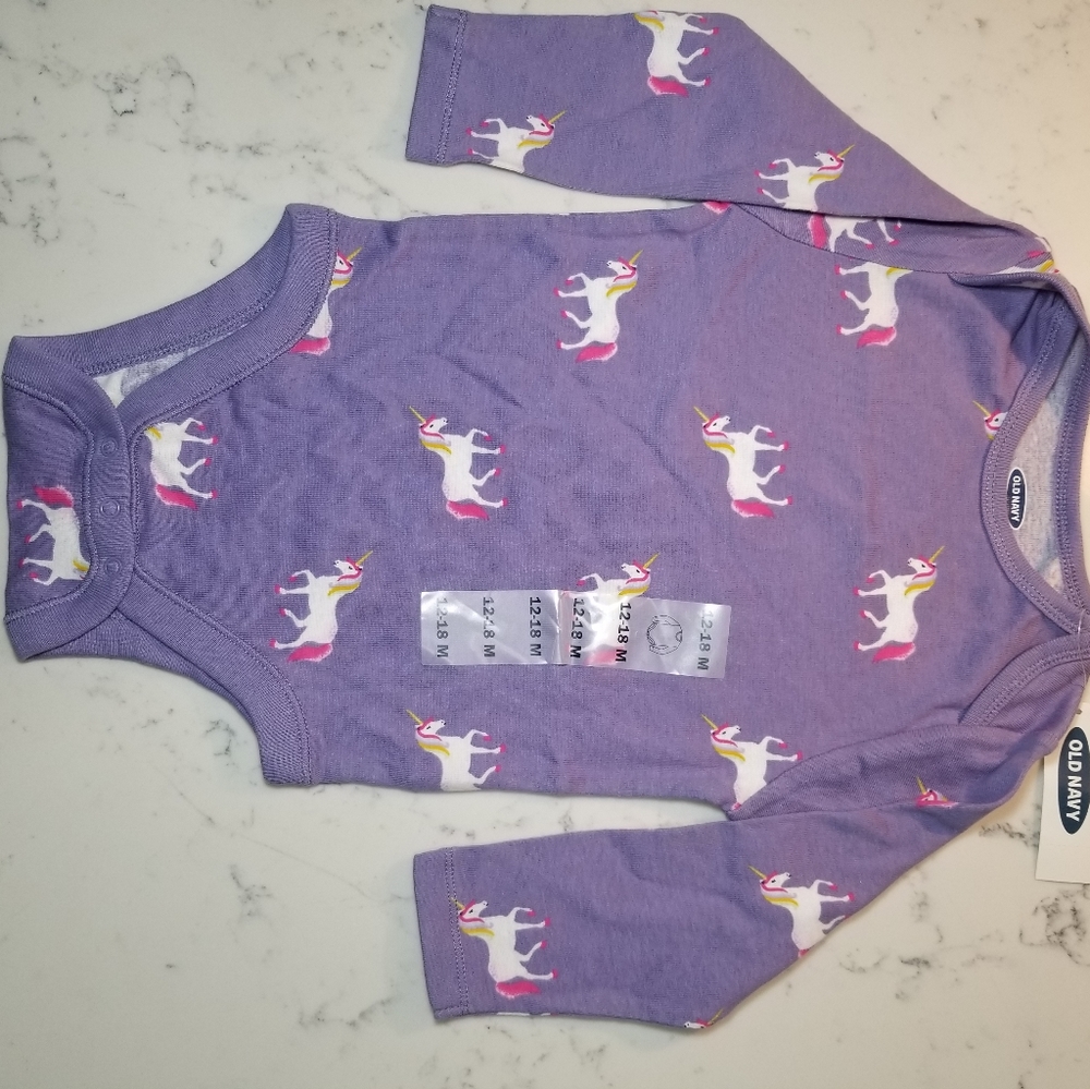 Old Navy Unicorns Printed Baby Bodysuit Sz.12-18M